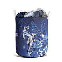 Personalized Hawaiian Maori Hammerhead Shark Laundry Basket Polu Plumeria - Polynesian Pride
