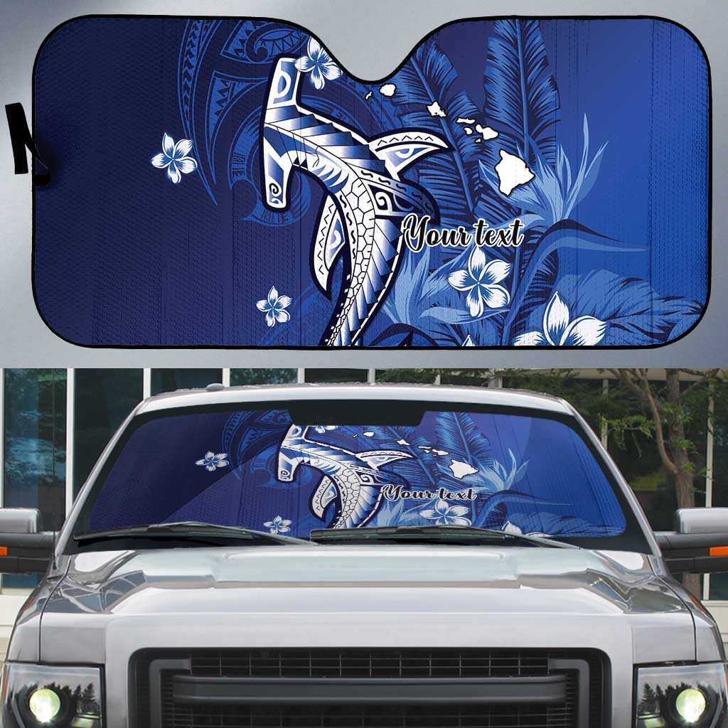Personalized Hawaiian Maori Hammerhead Shark Auto Sun Shade Polu Plumeria - Polynesian Pride