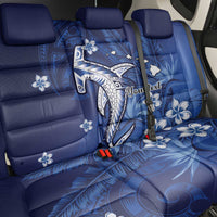 Personalized Hawaiian Maori Hammerhead Shark Back Car Seat Cover Polu Plumeria - Polynesian Pride