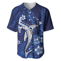 Personalized Hawaiian Maori Hammerhead Shark Baseball Jersey Polu Plumeria - Polynesian Pride