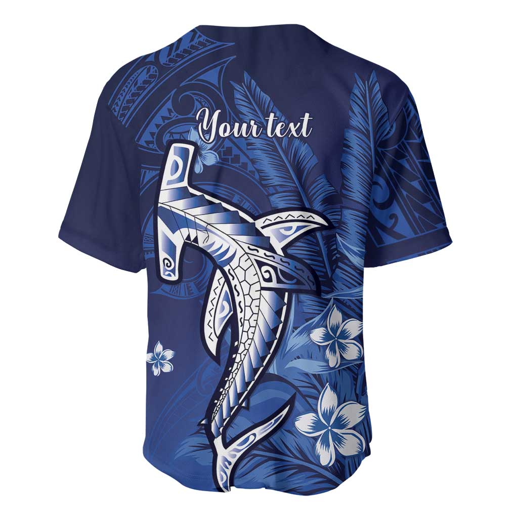 Personalized Hawaiian Maori Hammerhead Shark Baseball Jersey Polu Plumeria - Polynesian Pride