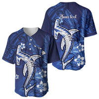 Personalized Hawaiian Maori Hammerhead Shark Baseball Jersey Polu Plumeria - Polynesian Pride