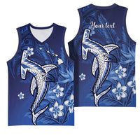 Personalized Hawaiian Maori Hammerhead Shark Basketball Jersey Polu Plumeria - Polynesian Pride