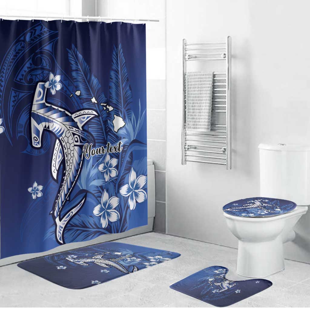 Personalized Hawaiian Maori Hammerhead Shark Bathroom Set Polu Plumeria - Polynesian Pride