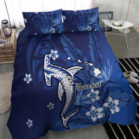 Personalized Hawaiian Maori Hammerhead Shark Bedding Set Polu Plumeria - Polynesian Pride