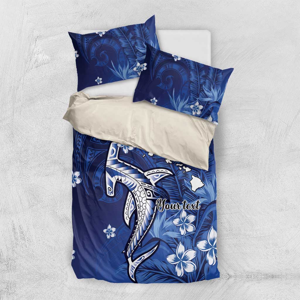 Personalized Hawaiian Maori Hammerhead Shark Bedding Set Polu Plumeria - Polynesian Pride