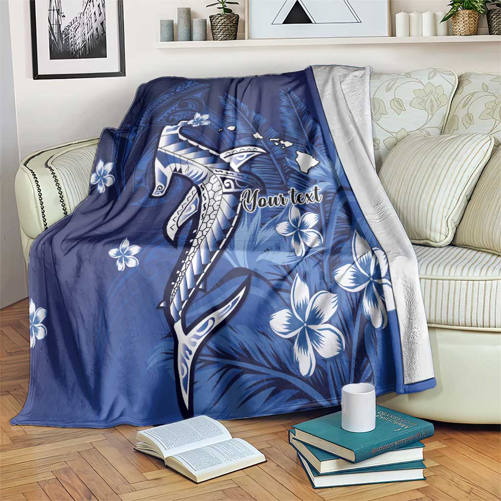 Personalized Hawaiian Maori Hammerhead Shark Blanket Polu Plumeria - Polynesian Pride