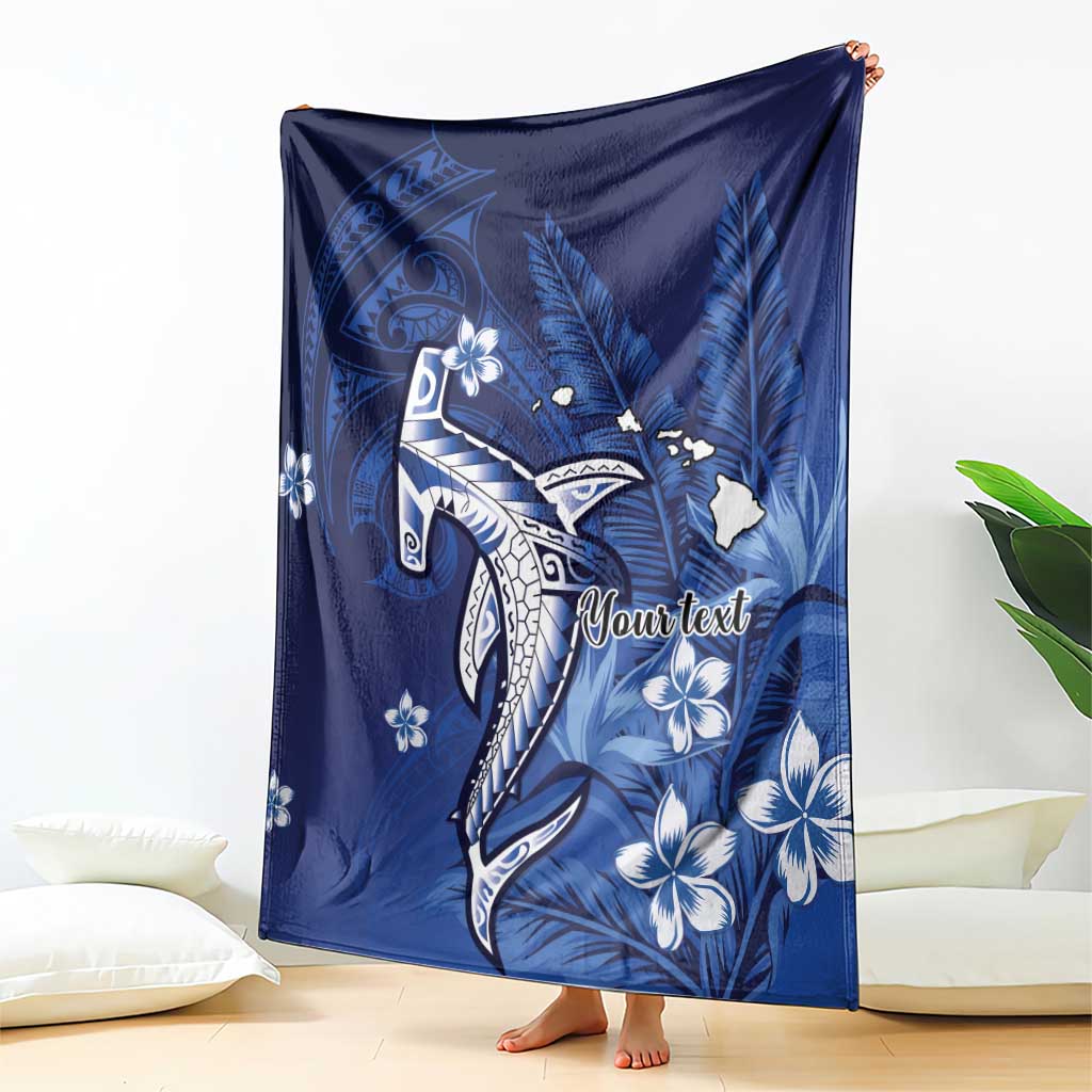 Personalized Hawaiian Maori Hammerhead Shark Blanket Polu Plumeria - Polynesian Pride