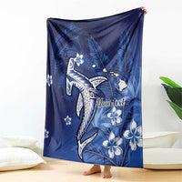Personalized Hawaiian Maori Hammerhead Shark Blanket Polu Plumeria - Polynesian Pride