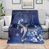Personalized Hawaiian Maori Hammerhead Shark Blanket Polu Plumeria - Polynesian Pride