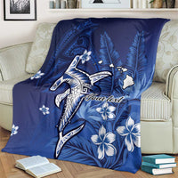 Personalized Hawaiian Maori Hammerhead Shark Blanket Polu Plumeria - Polynesian Pride