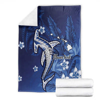 Personalized Hawaiian Maori Hammerhead Shark Blanket Polu Plumeria - Polynesian Pride