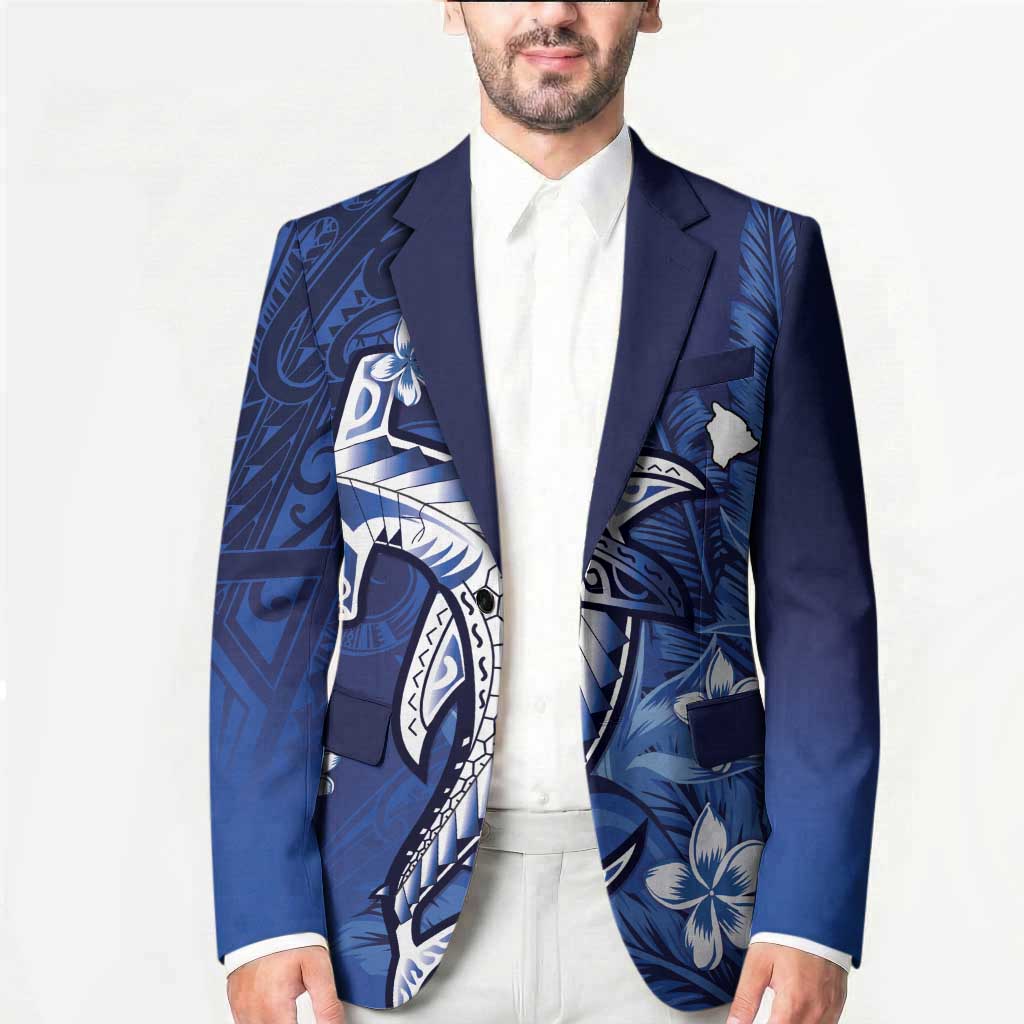 Personalized Hawaiian Maori Hammerhead Shark Blazer Polu Plumeria - Polynesian Pride
