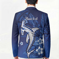 Personalized Hawaiian Maori Hammerhead Shark Blazer Polu Plumeria - Polynesian Pride