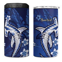 Personalized Hawaiian Maori Hammerhead Shark 4 in 1 Can Cooler Tumbler Polu Plumeria LT9 One Size: 16 oz Blue - Polynesian Pride