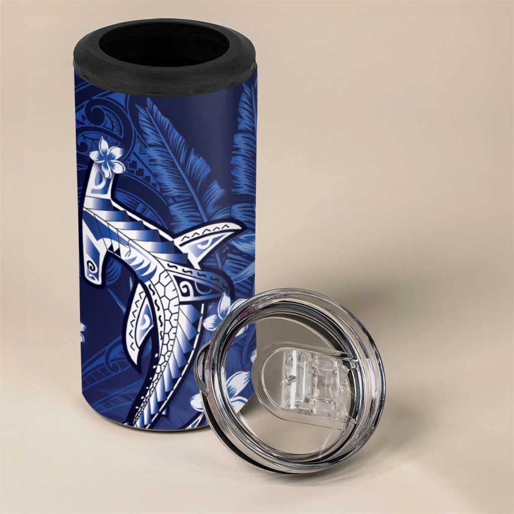 Personalized Hawaiian Maori Hammerhead Shark 4 in 1 Can Cooler Tumbler Polu Plumeria LT9 - Polynesian Pride