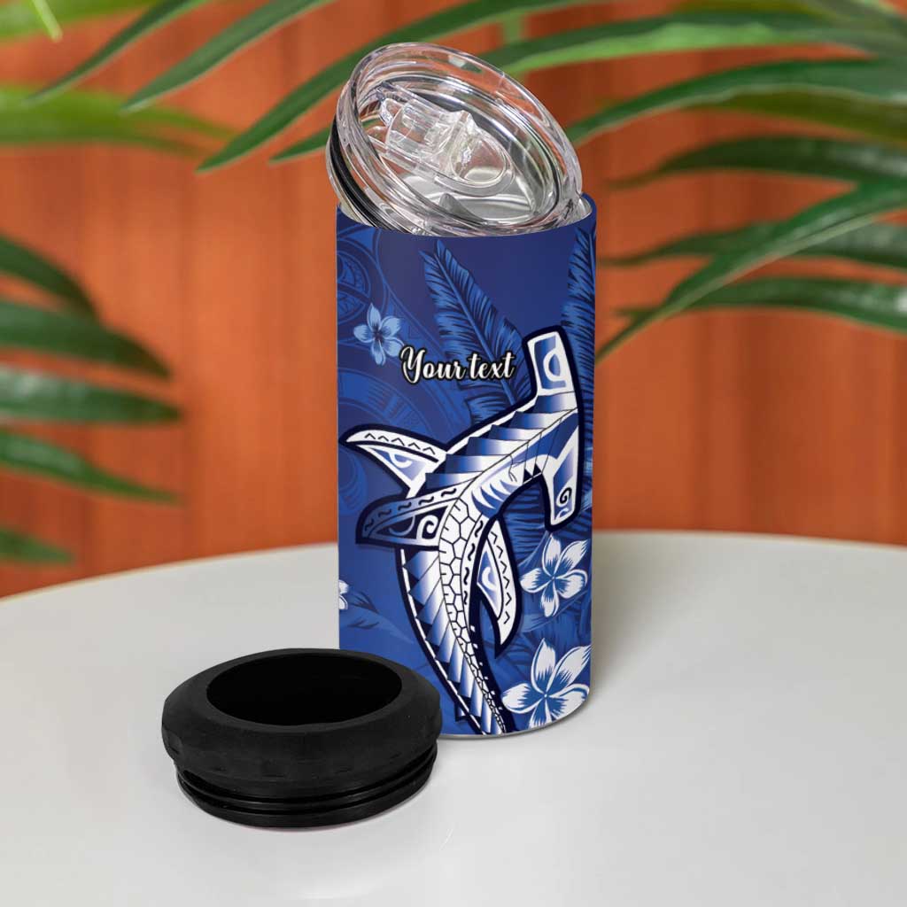 Personalized Hawaiian Maori Hammerhead Shark 4 in 1 Can Cooler Tumbler Polu Plumeria LT9 - Polynesian Pride