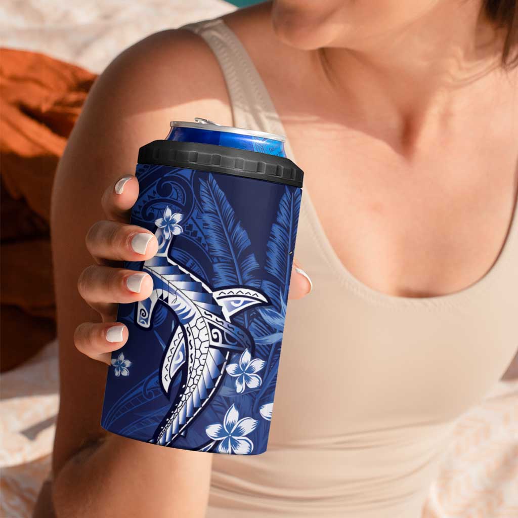 Personalized Hawaiian Maori Hammerhead Shark 4 in 1 Can Cooler Tumbler Polu Plumeria LT9 - Polynesian Pride