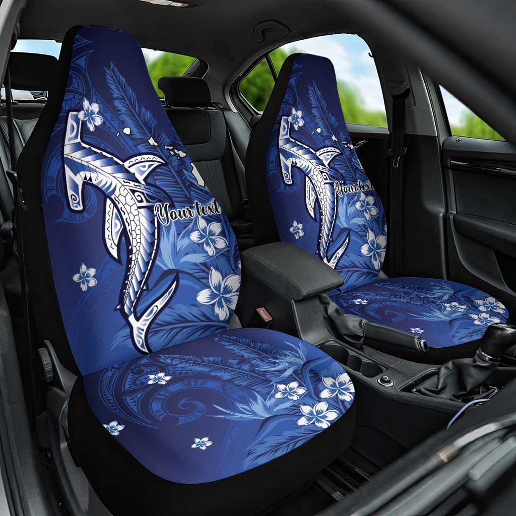 Personalized Hawaiian Maori Hammerhead Shark Car Seat Cover Polu Plumeria - Polynesian Pride