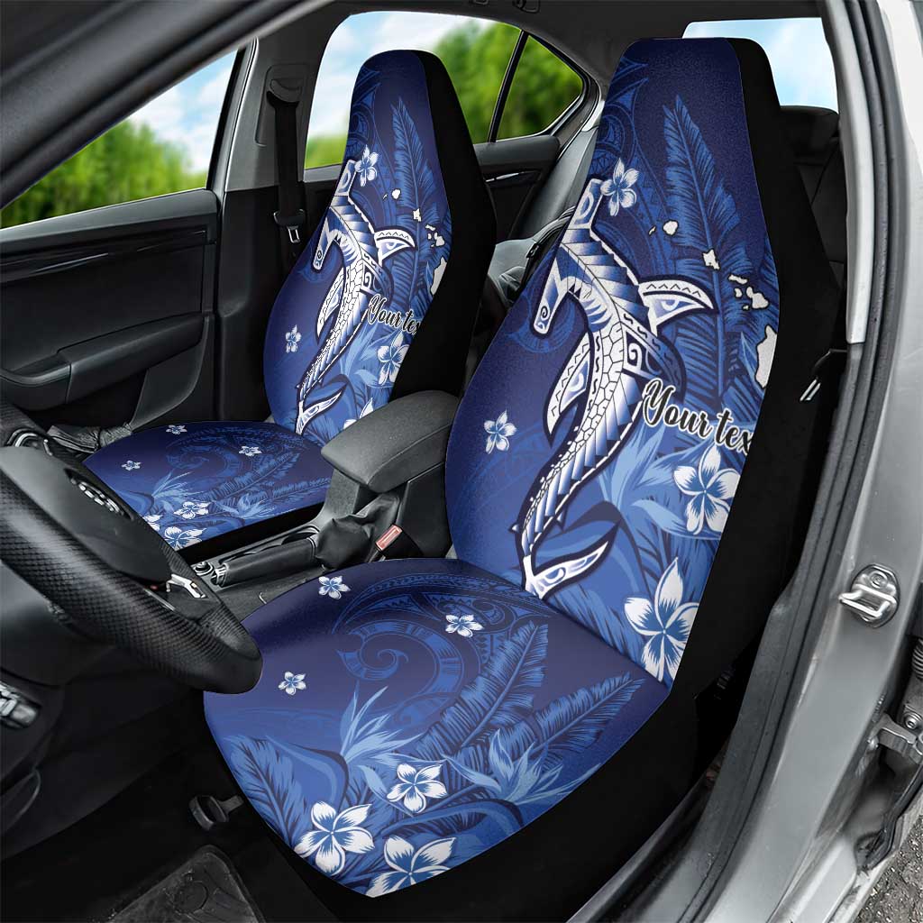 Personalized Hawaiian Maori Hammerhead Shark Car Seat Cover Polu Plumeria - Polynesian Pride