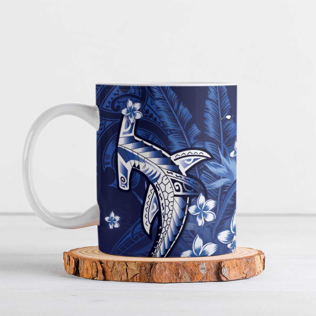 Personalized Hawaiian Maori Hammerhead Shark Ceramic Mug Polu Plumeria - Polynesian Pride