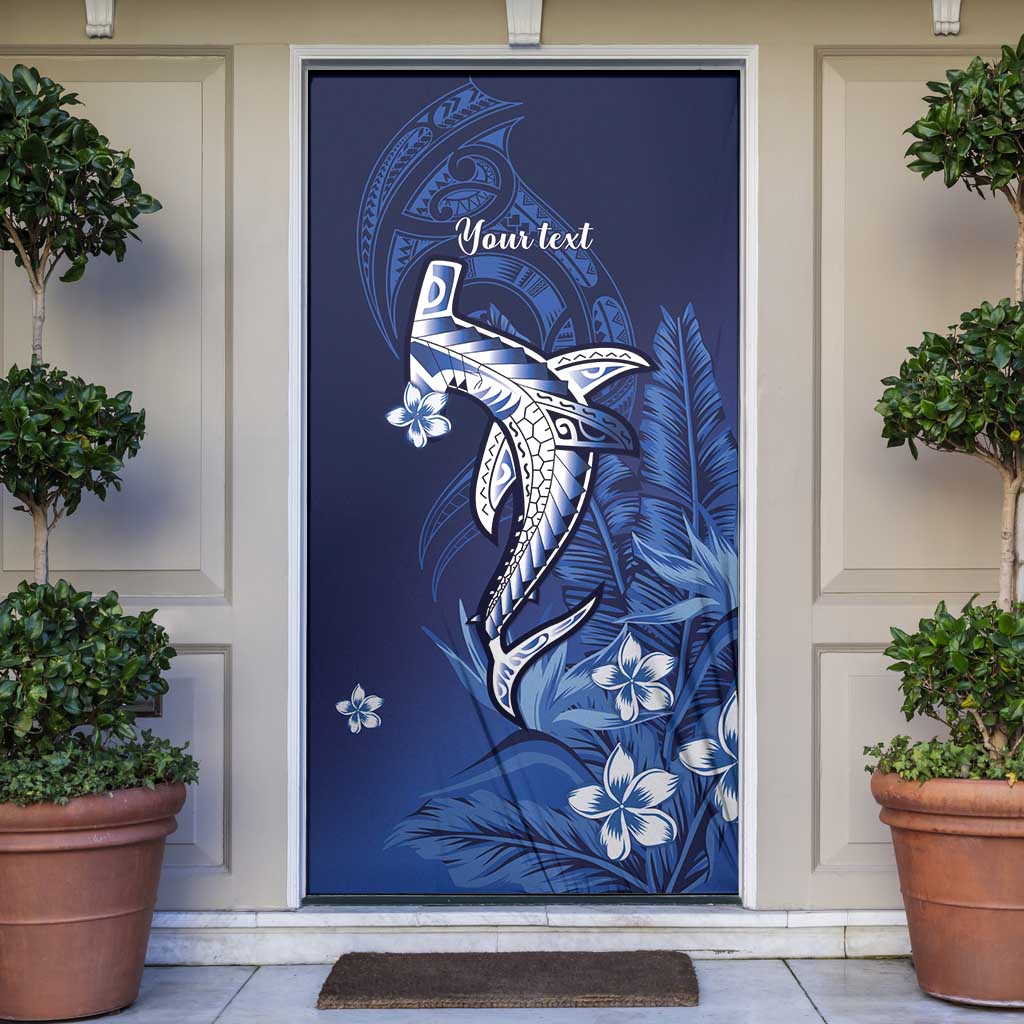Personalized Hawaiian Maori Hammerhead Shark Door Cover Polu Plumeria - Polynesian Pride