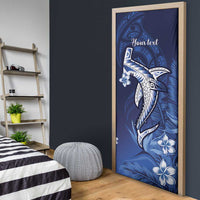 Personalized Hawaiian Maori Hammerhead Shark Door Cover Polu Plumeria - Polynesian Pride