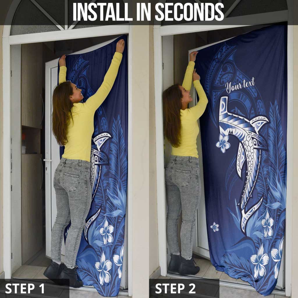 Personalized Hawaiian Maori Hammerhead Shark Door Cover Polu Plumeria - Polynesian Pride