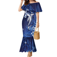 Personalized Hawaiian Maori Hammerhead Shark Family Matching Mermaid Dress and Hawaiian Shirt Polu Plumeria