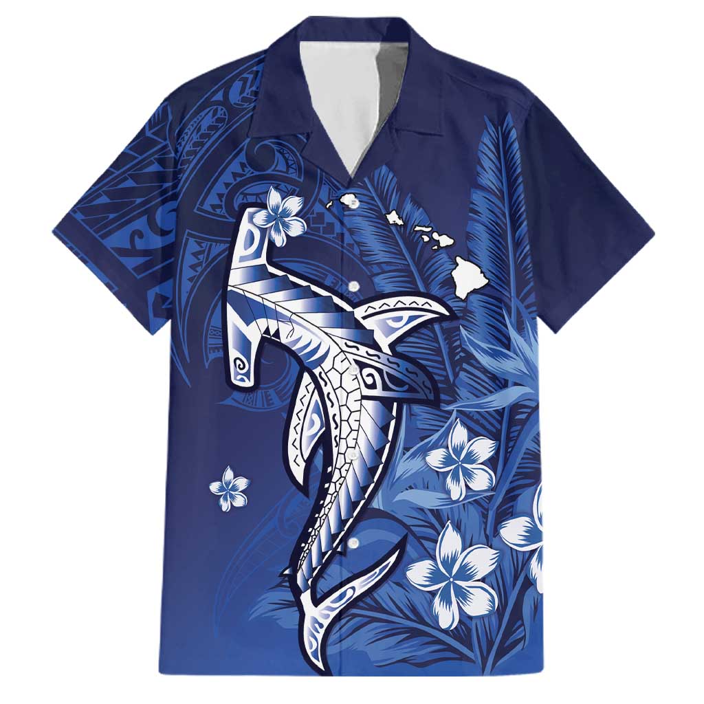 Personalized Hawaiian Maori Hammerhead Shark Family Matching Off Shoulder Short Dress and Hawaiian Shirt Polu Plumeria