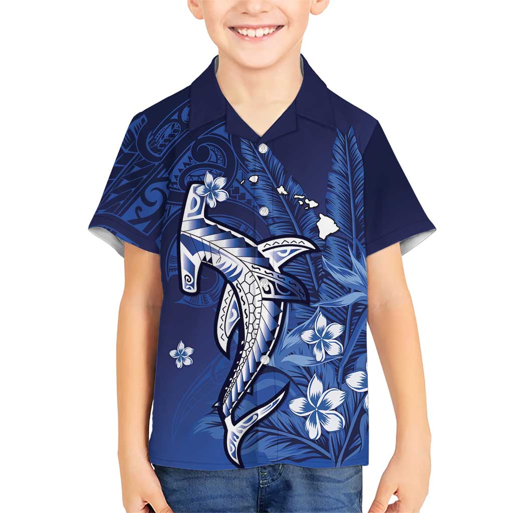 Personalized Hawaiian Maori Hammerhead Shark Family Matching Off Shoulder Short Dress and Hawaiian Shirt Polu Plumeria