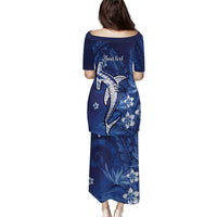 Personalized Hawaiian Maori Hammerhead Shark Family Matching Puletasi and Hawaiian Shirt Polu Plumeria