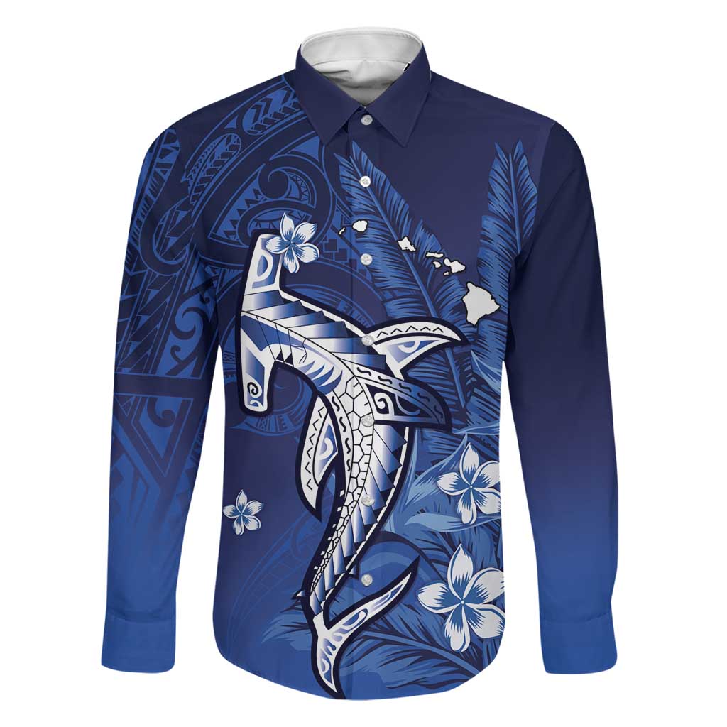 Personalized Hawaiian Maori Hammerhead Shark Family Matching Tank Maxi Dress and Hawaiian Shirt Polu Plumeria