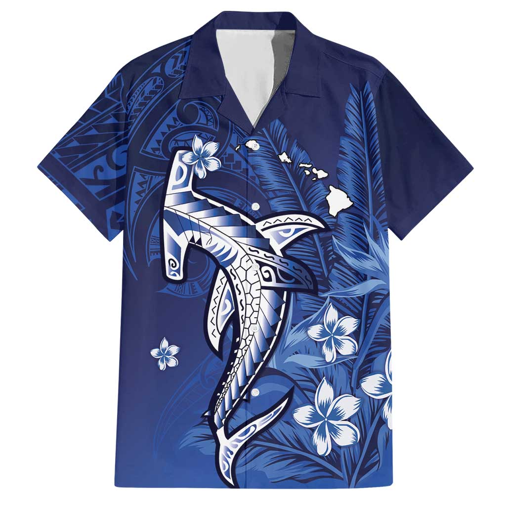 Personalized Hawaiian Maori Hammerhead Shark Hawaiian Shirt Polu Plumeria - Polynesian Pride
