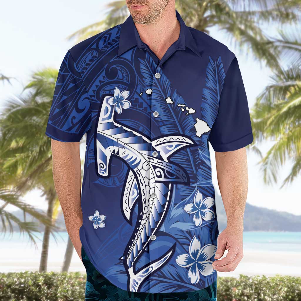 Personalized Hawaiian Maori Hammerhead Shark Hawaiian Shirt Polu Plumeria - Polynesian Pride