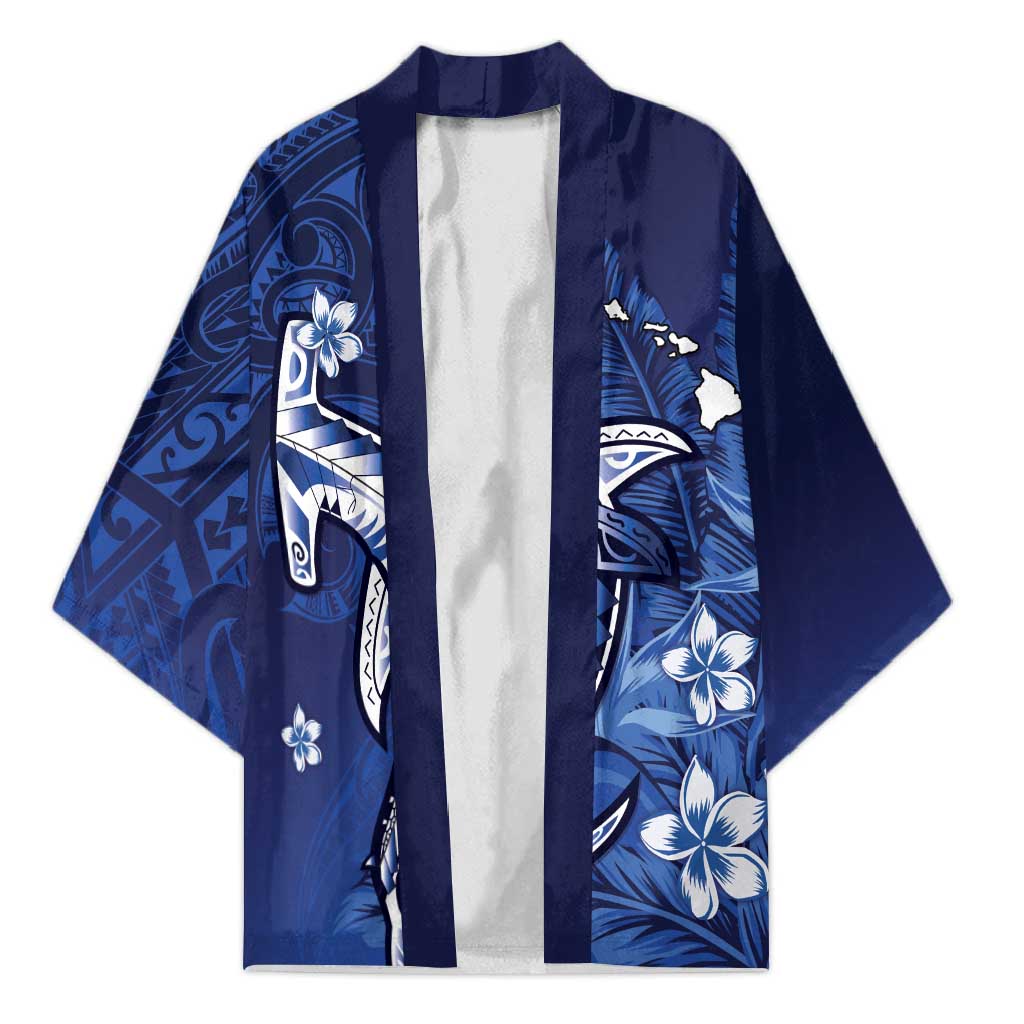 Personalized Hawaiian Maori Hammerhead Shark Kimono Polu Plumeria - Polynesian Pride