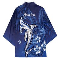 Personalized Hawaiian Maori Hammerhead Shark Kimono Polu Plumeria - Polynesian Pride