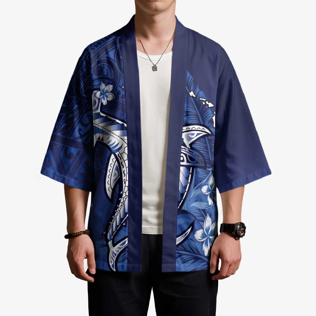 Personalized Hawaiian Maori Hammerhead Shark Kimono Polu Plumeria - Polynesian Pride