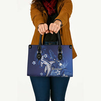 Personalized Hawaiian Maori Hammerhead Shark Leather Bag Polu Plumeria - Polynesian Pride