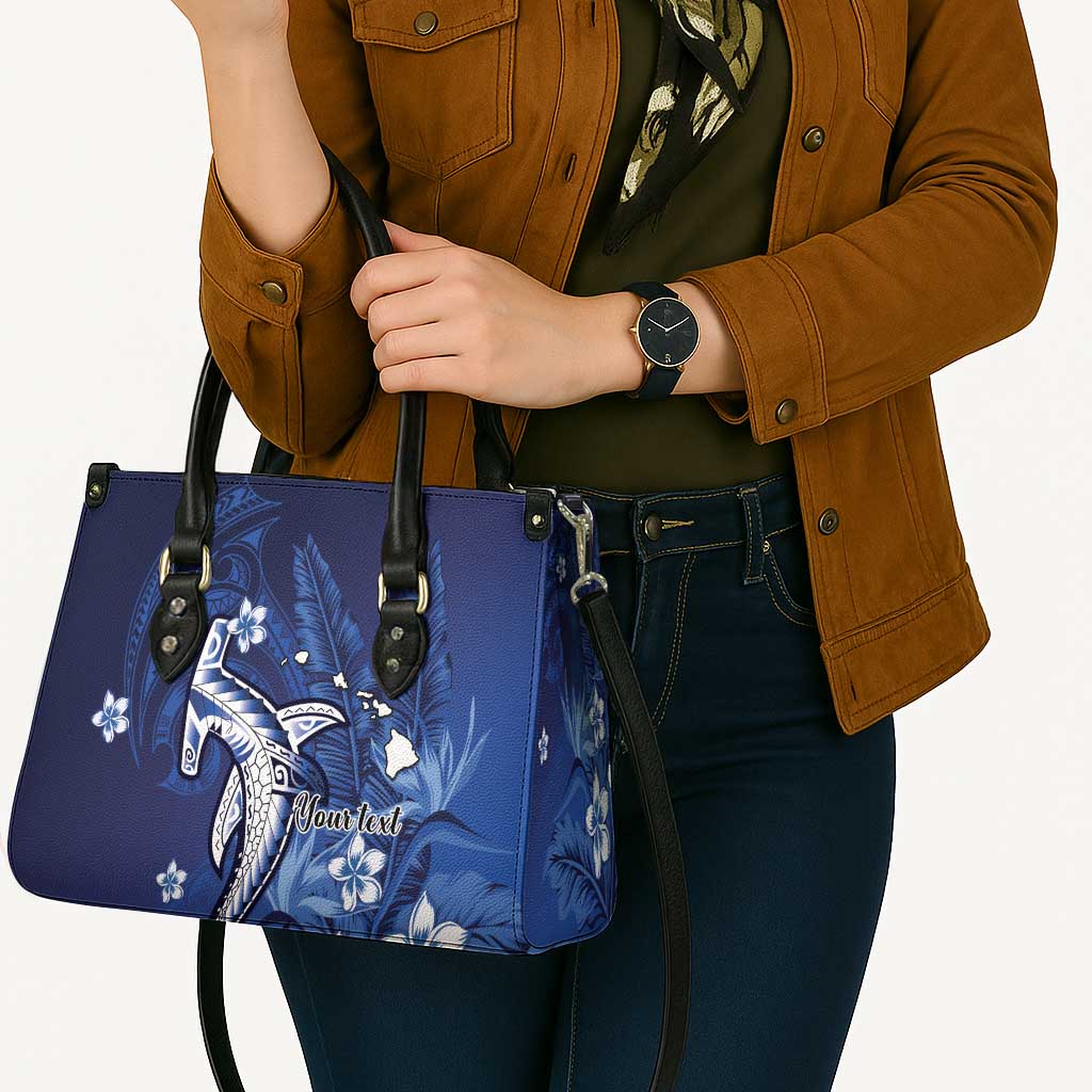 Personalized Hawaiian Maori Hammerhead Shark Leather Bag Polu Plumeria - Polynesian Pride