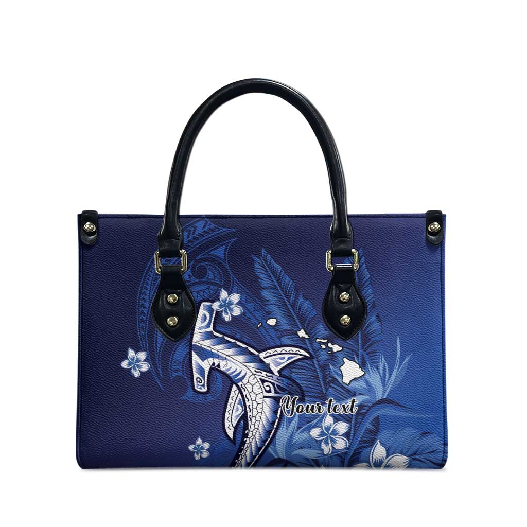 Personalized Hawaiian Maori Hammerhead Shark Leather Bag Polu Plumeria - Polynesian Pride