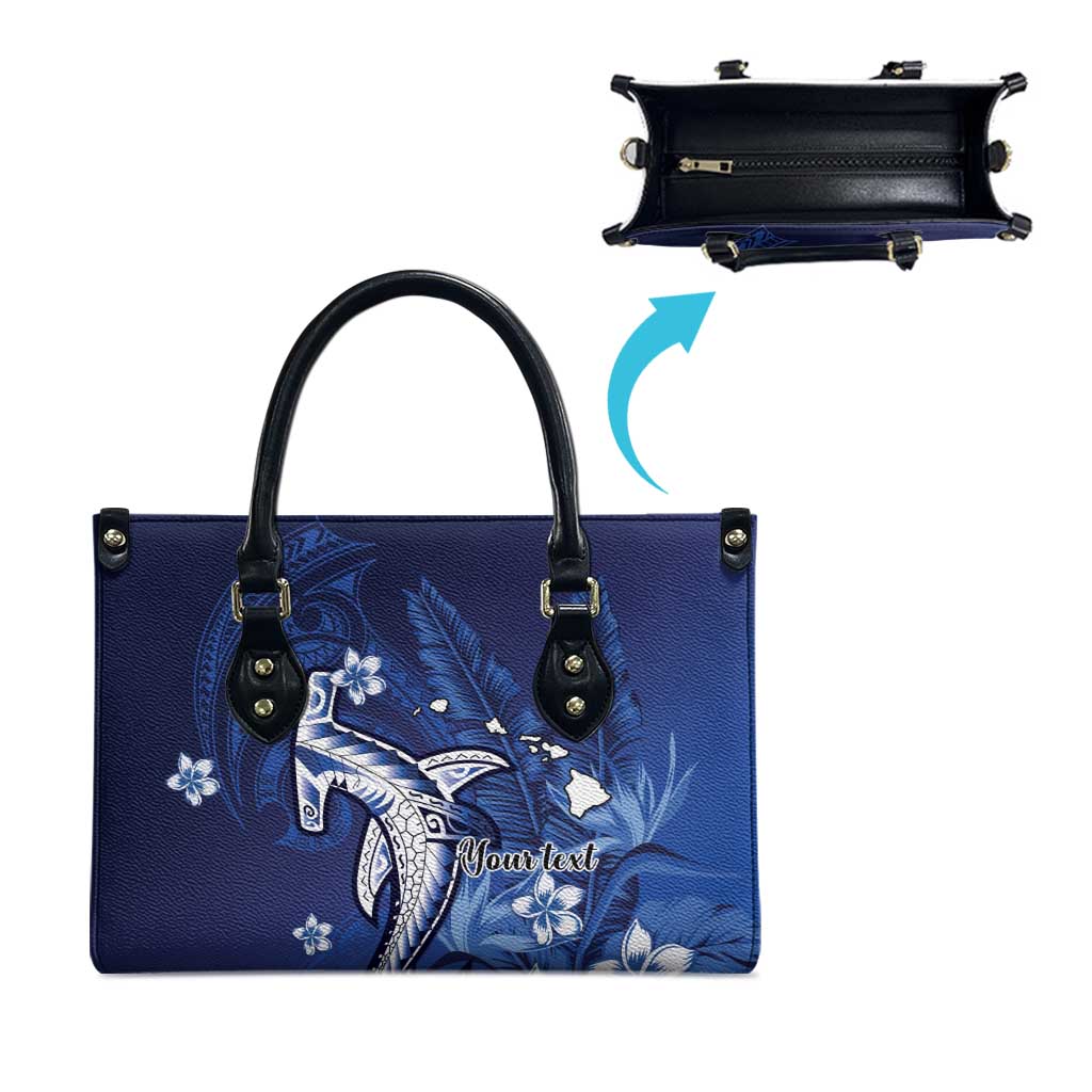 Personalized Hawaiian Maori Hammerhead Shark Leather Bag Polu Plumeria - Polynesian Pride
