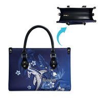 Personalized Hawaiian Maori Hammerhead Shark Leather Bag Polu Plumeria - Polynesian Pride