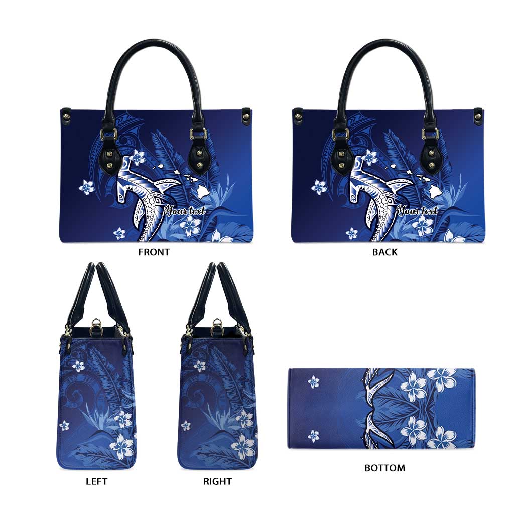 Personalized Hawaiian Maori Hammerhead Shark Leather Bag Polu Plumeria - Polynesian Pride