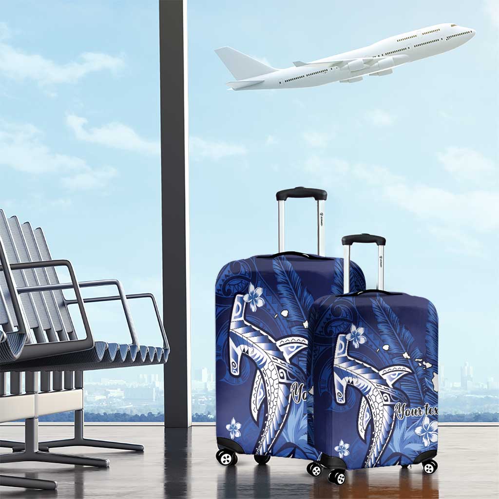 Personalized Hawaiian Maori Hammerhead Shark Luggage Cover Polu Plumeria - Polynesian Pride