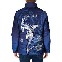 Personalized Hawaiian Maori Hammerhead Shark Padded Jacket Polu Plumeria - Polynesian Pride
