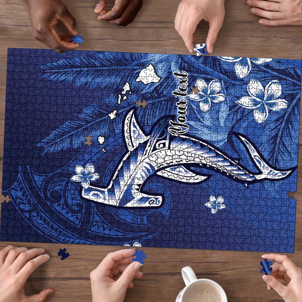 Personalized Hawaiian Maori Hammerhead Shark Puzzle Polu Plumeria - Polynesian Pride