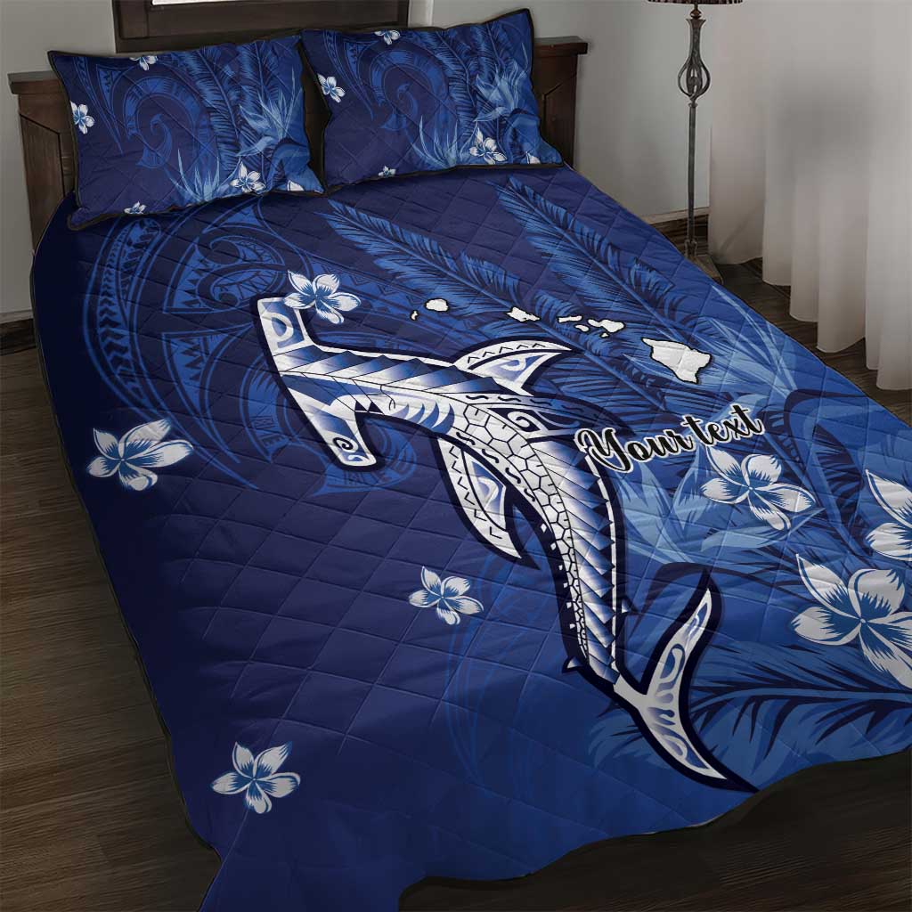 Personalized Hawaiian Maori Hammerhead Shark Quilt Bed Set Polu Plumeria - Polynesian Pride