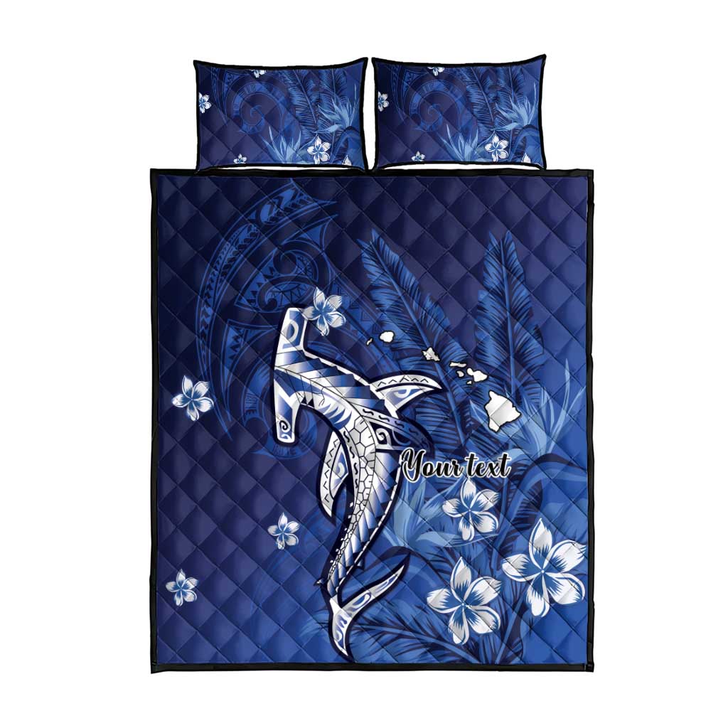 Personalized Hawaiian Maori Hammerhead Shark Quilt Bed Set Polu Plumeria - Polynesian Pride