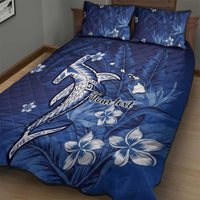 Personalized Hawaiian Maori Hammerhead Shark Quilt Bed Set Polu Plumeria - Polynesian Pride